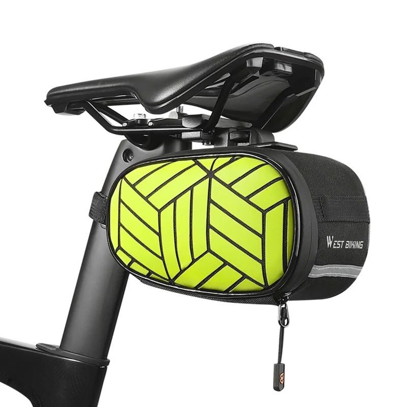 WEST BIKING YP0707362 Sacoche de selle réfléchissante de 1,2 L pour vélo de montagne et route, fixation rapide - Vert