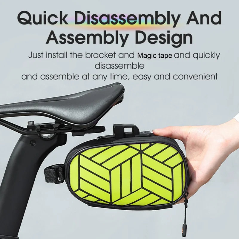 WEST BIKING YP0707362 Sacoche de selle réfléchissante de 1,2 L pour vélo de montagne et route, fixation rapide - Vert