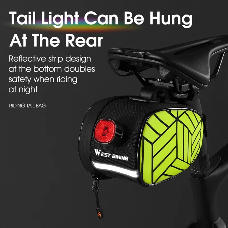 WEST BIKING YP0707362 Sacoche de selle réfléchissante de 1,2 L pour vélo de montagne et route, fixation rapide - Vert
