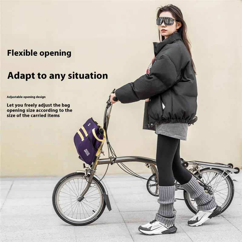 ROCKBROS For Brompton Folding Bike Handlebar Front Bag Commuting Cycling 16L Waterproof Storage Basket - Purple