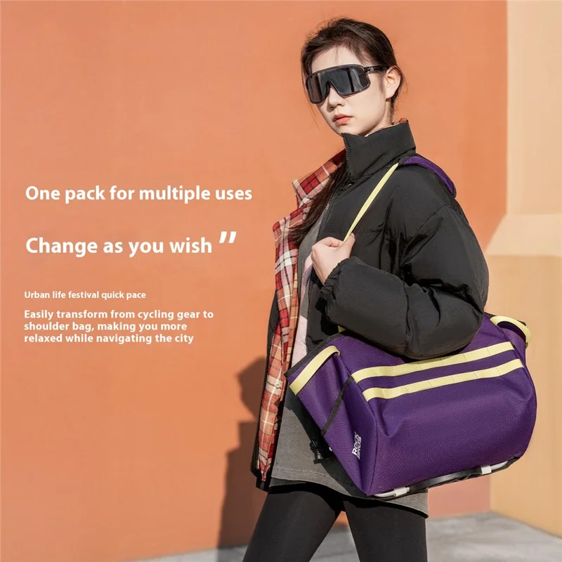 ROCKBROS For Brompton Folding Bike Handlebar Front Bag Commuting Cycling 16L Waterproof Storage Basket - Purple