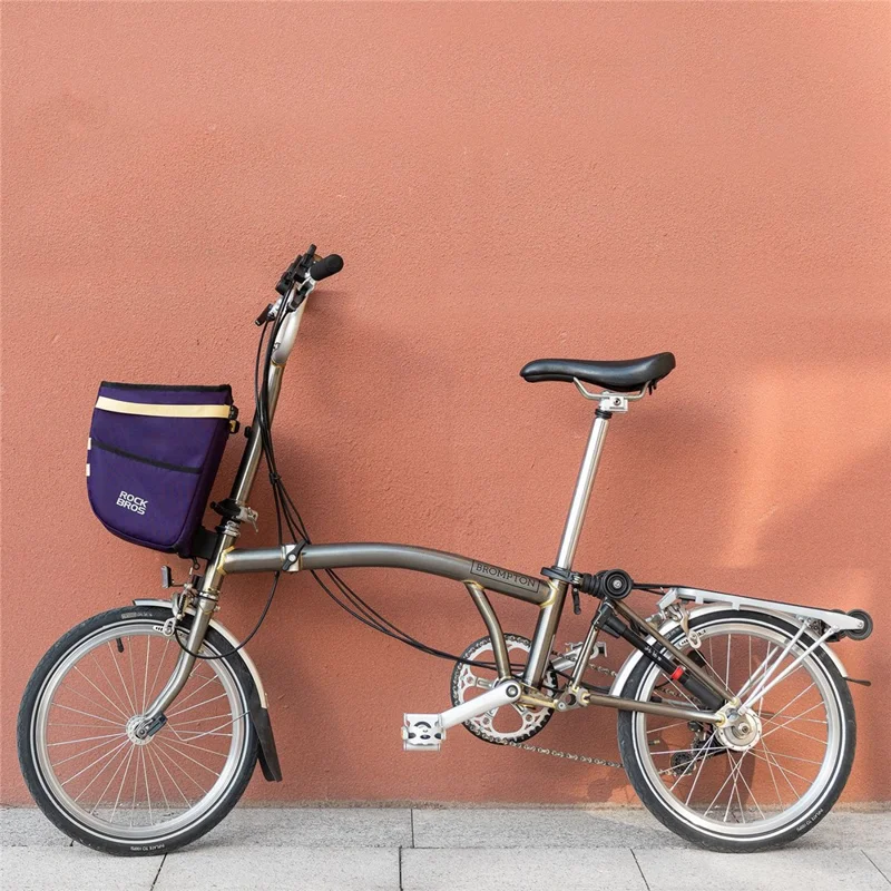ROCKBROS For Brompton Folding Bike Handlebar Front Bag Commuting Cycling 16L Waterproof Storage Basket - Purple
