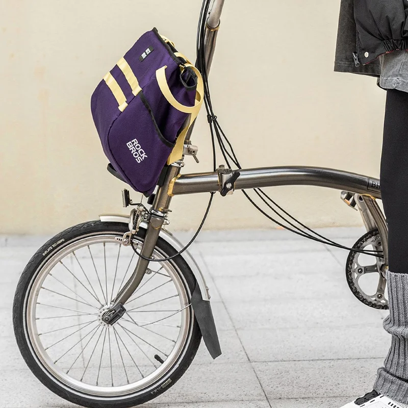 ROCKBROS For Brompton Folding Bike Handlebar Front Bag Commuting Cycling 16L Waterproof Storage Basket - Purple