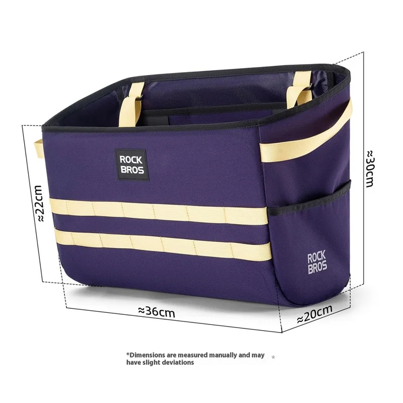 ROCKBROS For Brompton Folding Bike Handlebar Front Bag Commuting Cycling 16L Waterproof Storage Basket - Purple