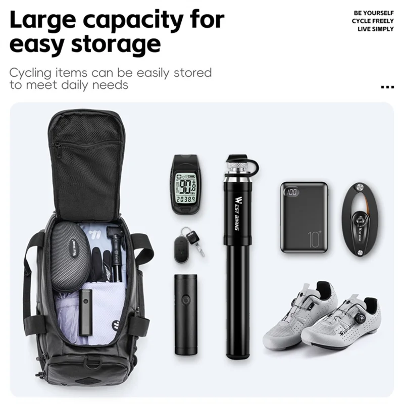 WEST BIKING YP0707413 Велосипедный багажник 13 л, большая сумка-панье для наружного хранения и путешествий - черная