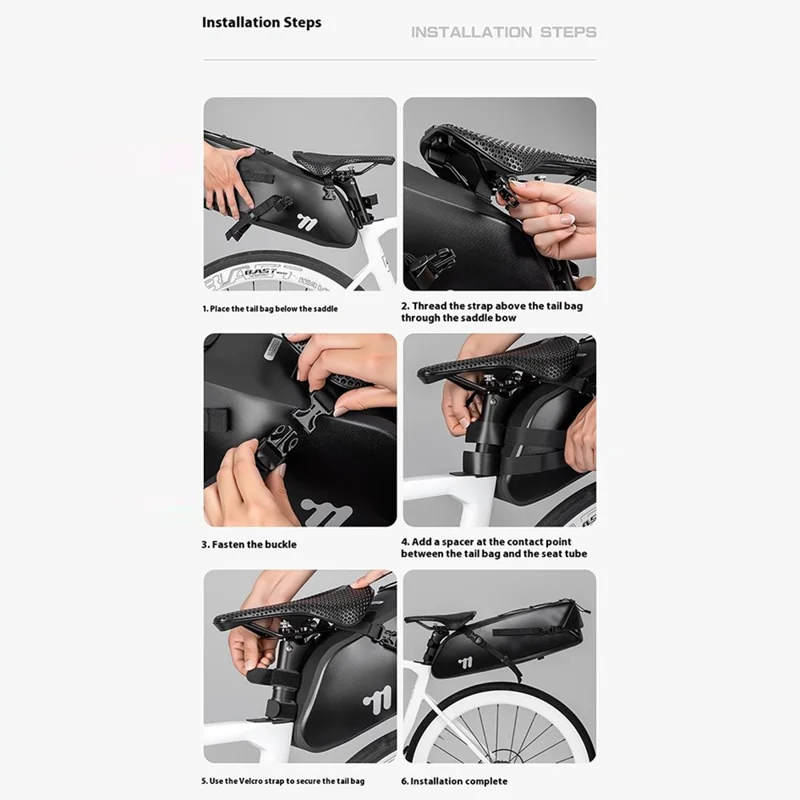 WEST BIKING YP0707403 Bolsa Impermeable para Sillín de Bicicleta, Bolsa de Almacenamiento Trasera para Ciclismo de TPU