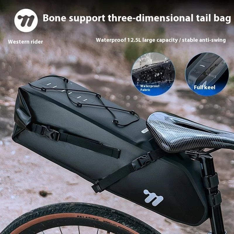 WEST BIKING YP0707403 Bolsa Impermeable para Sillín de Bicicleta, Bolsa de Almacenamiento Trasera para Ciclismo de TPU