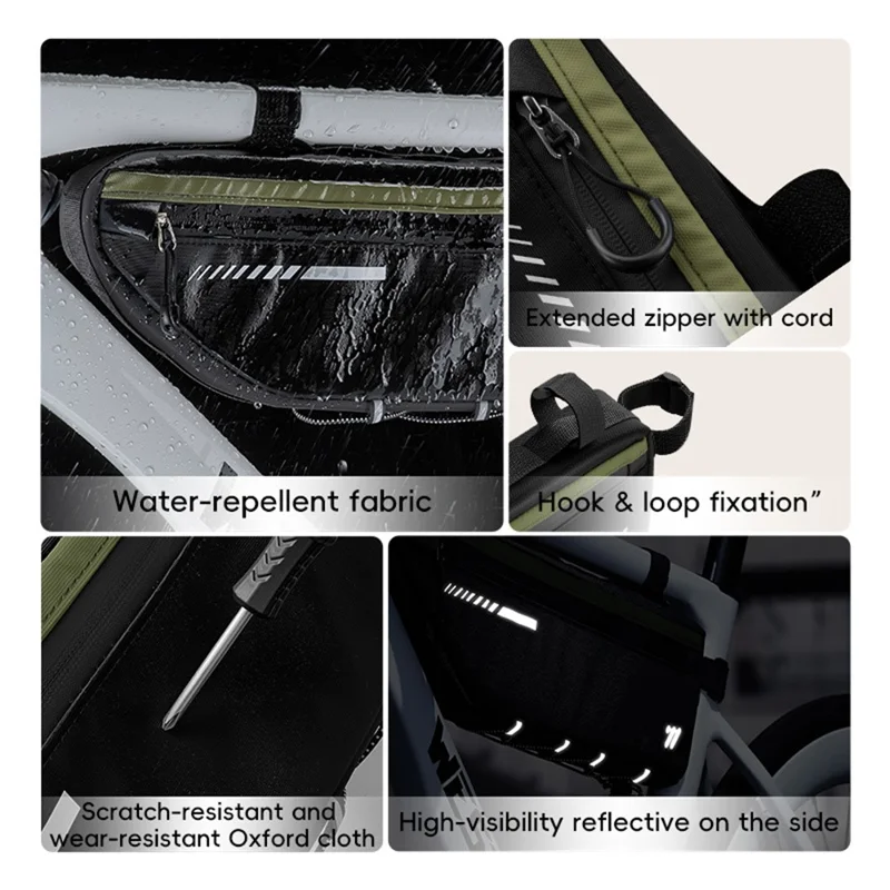 WEST BIKING YP0707415 2.6L Bike Frame Bag Oxford Fabric Waterproof Cycling Top Tube Bag - Black