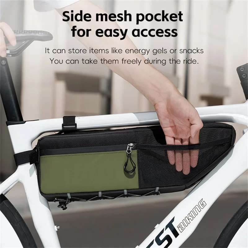 WEST BIKING YP0707415 2.6L Bike Frame Bag Oxford Fabric Waterproof Cycling Top Tube Bag - Black