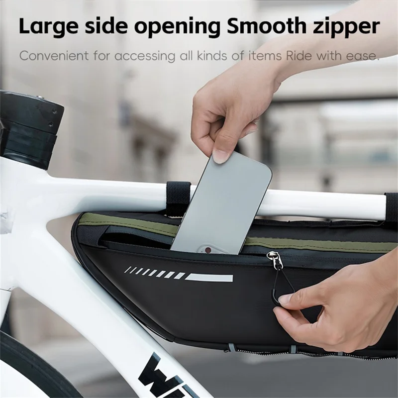 WEST BIKING YP0707415 2.6L Bike Frame Bag Oxford Fabric Waterproof Cycling Top Tube Bag - Black