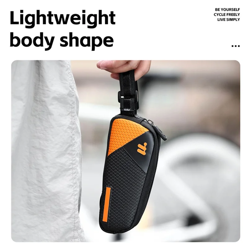 WEST BIKING YP0707414 3D Embossing PU Leather Bicycle Top Tube Bag Waterproof Bike Frame Bag - Black  /  Orange