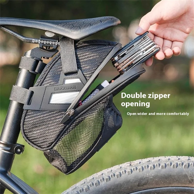 ROCKBROS 1L Water Bottle Bag for Bicycle Tail Pack Bike Rear Seat Saddle Bag with Reflective Strips