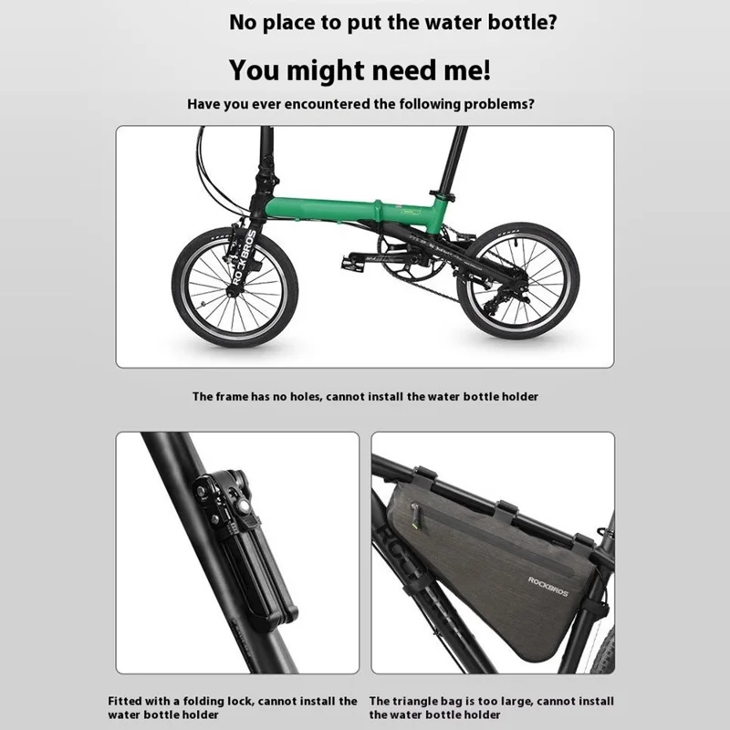 ROCKBROS 1L Water Bottle Bag for Bicycle Tail Pack Bike Rear Seat Saddle Bag with Reflective Strips