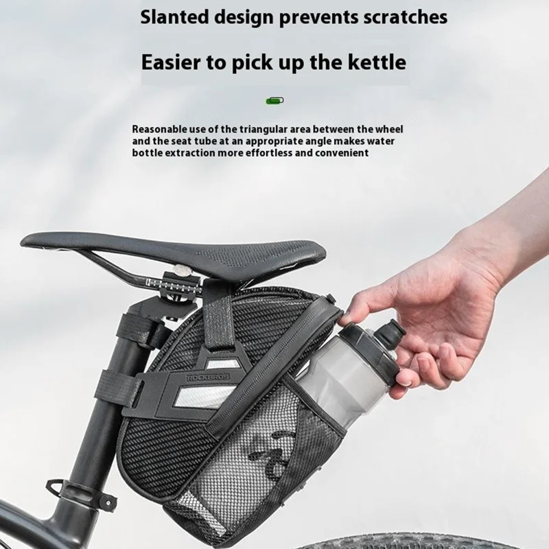 ROCKBROS 1L Water Bottle Bag for Bicycle Tail Pack Bike Rear Seat Saddle Bag with Reflective Strips