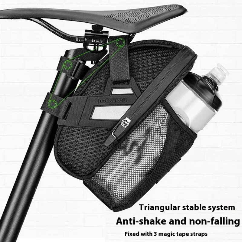 ROCKBROS 1L Water Bottle Bag for Bicycle Tail Pack Bike Rear Seat Saddle Bag with Reflective Strips