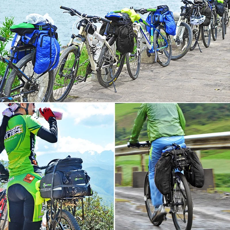 ROCKBROS A6 35L Bolsa Expansível para Bagageiro Traseiro de Bicicleta, Mochila para Bike de Montanha com Capa de Chuva