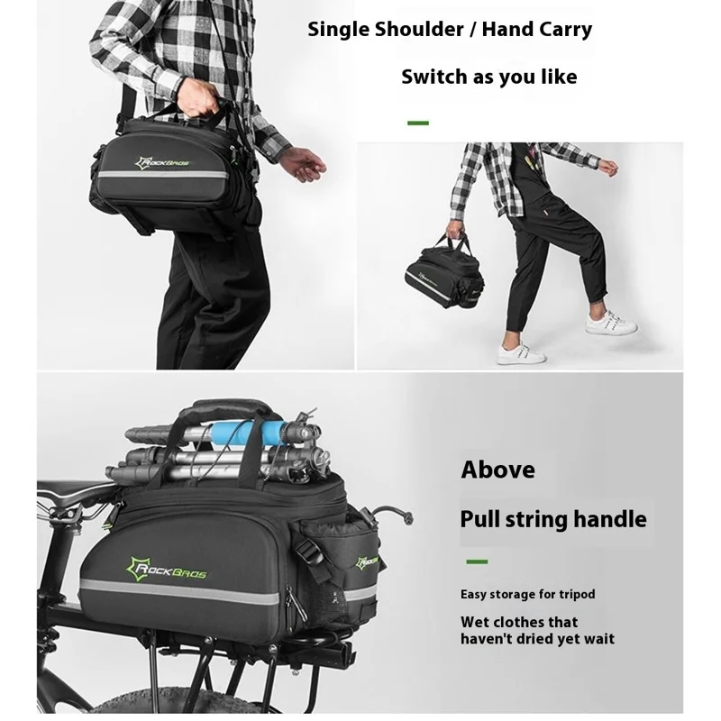 ROCKBROS A6 35L Bolsa Expansível para Bagageiro Traseiro de Bicicleta, Mochila para Bike de Montanha com Capa de Chuva
