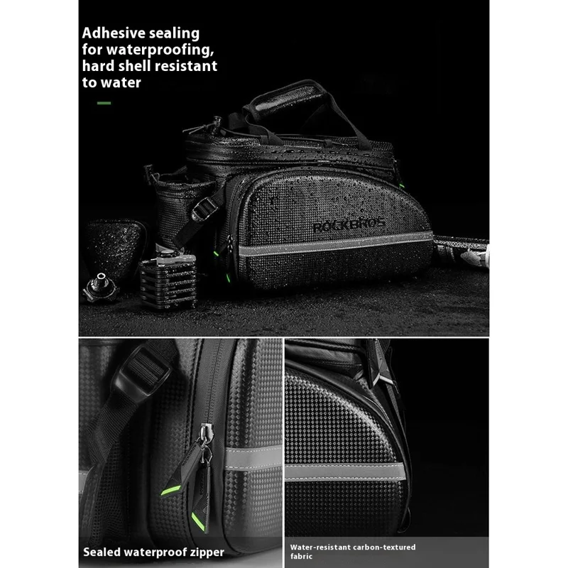 ROCKBROS A6 35L Bolsa Expansível para Bagageiro Traseiro de Bicicleta, Mochila para Bike de Montanha com Capa de Chuva