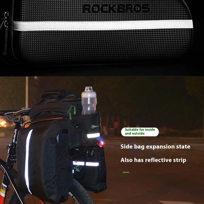 ROCKBROS A6 35L Bolsa Expansível para Bagageiro Traseiro de Bicicleta, Mochila para Bike de Montanha com Capa de Chuva