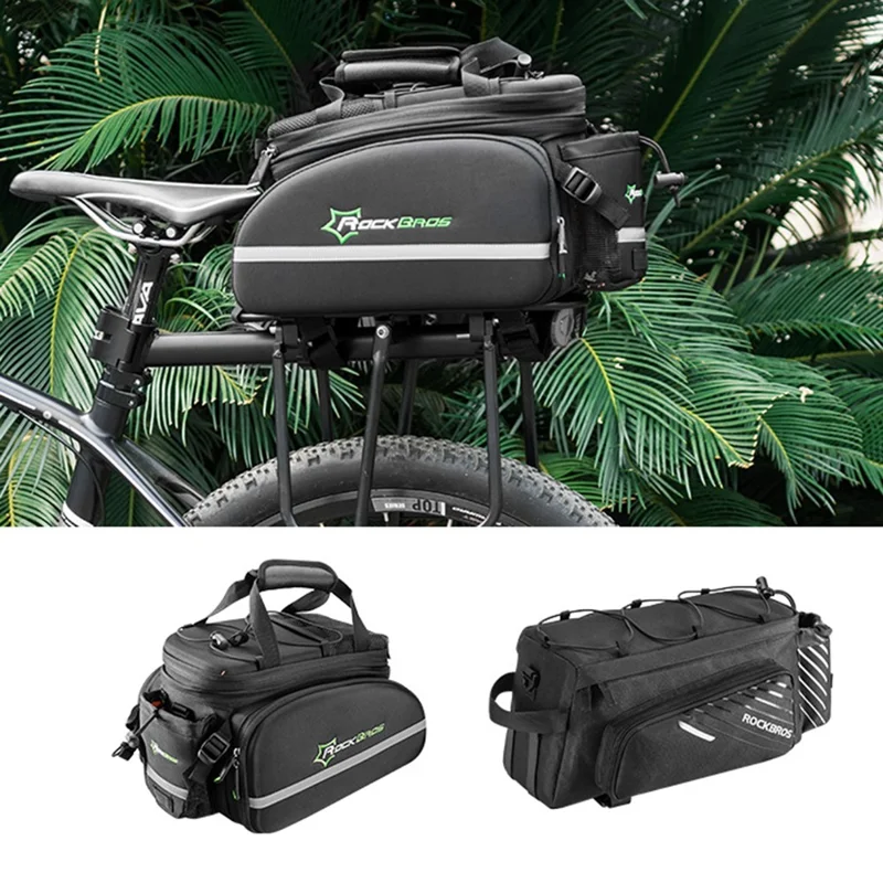 ROCKBROS A69 Expandable Bicycle Carrier Bag Reflective MTB Bike Rack Pannier Bag with Rain Cover