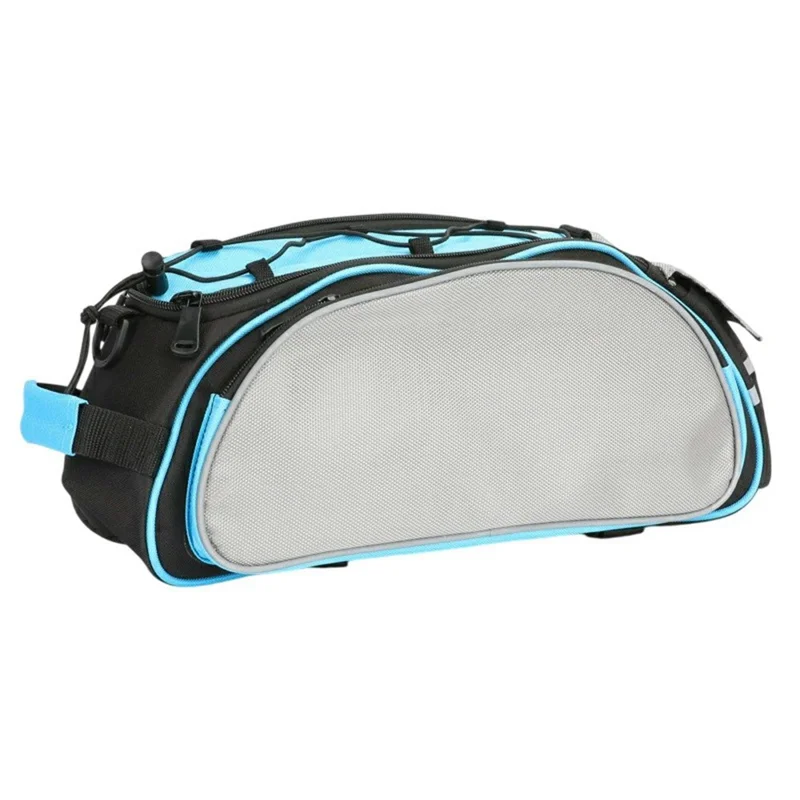 13L Large Capacity Bike Rack Bag 600D Polyester Bicycle Rear Seat Bag with Shoulder Strap Cycling Backseat Bag - Blue+Grey