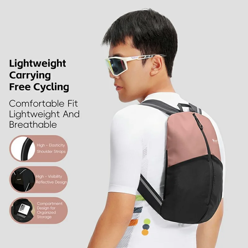 WEST BIKING YP0707416 Lightweight Backpack for Outdoor Cycling Reflective Portable Shoulder Pack - Pink