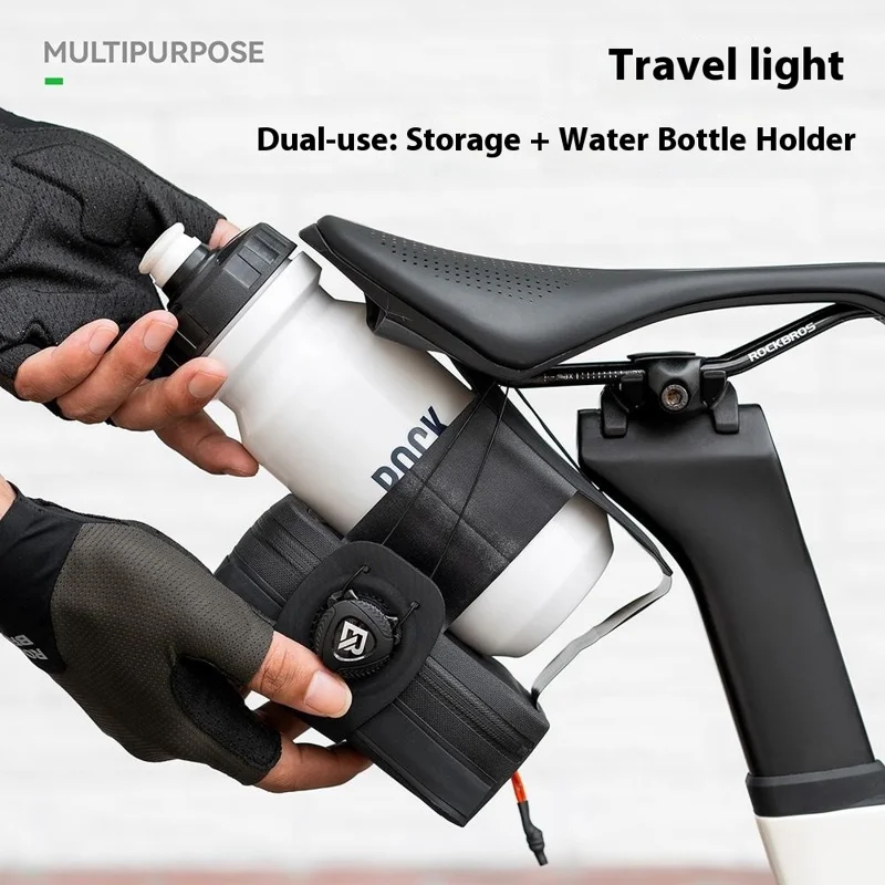 ROCKBROS Bicycle Waterproof Saddle Bag Rotary Self-Locking Seat Post Cycling Water Bottle Holder