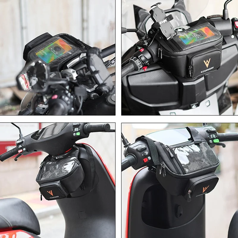 RZAHUAHU Multifunctional Front Handlebar Bag Waterproof Touchscreen Phone Pouch for Navigation Cycling
