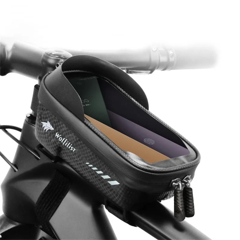 WOLFILIST S005 Para Bicicleta de Montaña Bolsa de Cuadro Frontal de Cáscara Dura EVA de 1.5L Impermeable