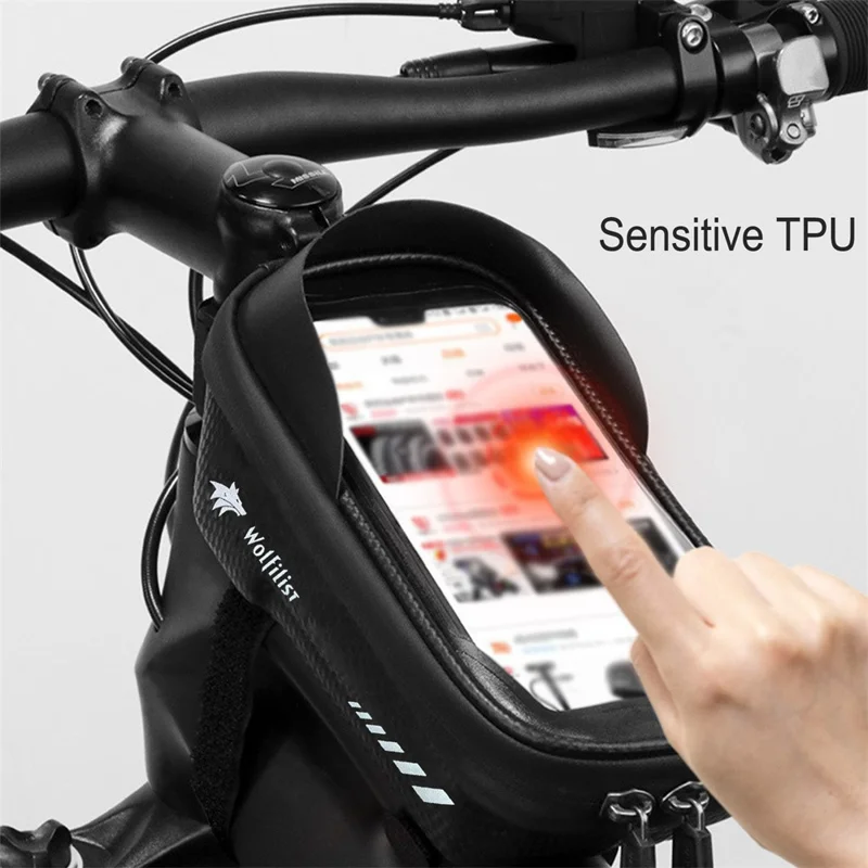 WOLFILIST S005 Para Bicicleta de Montaña Bolsa de Cuadro Frontal de Cáscara Dura EVA de 1.5L Impermeable