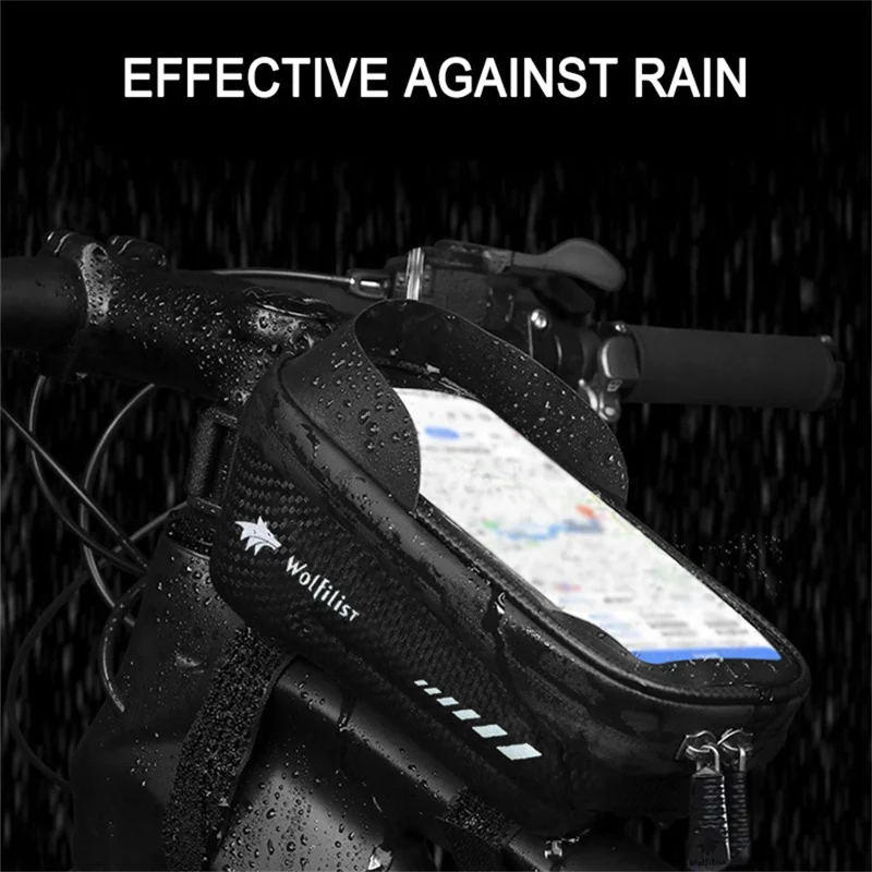WOLFILIST S005 Para Bicicleta de Montaña Bolsa de Cuadro Frontal de Cáscara Dura EVA de 1.5L Impermeable