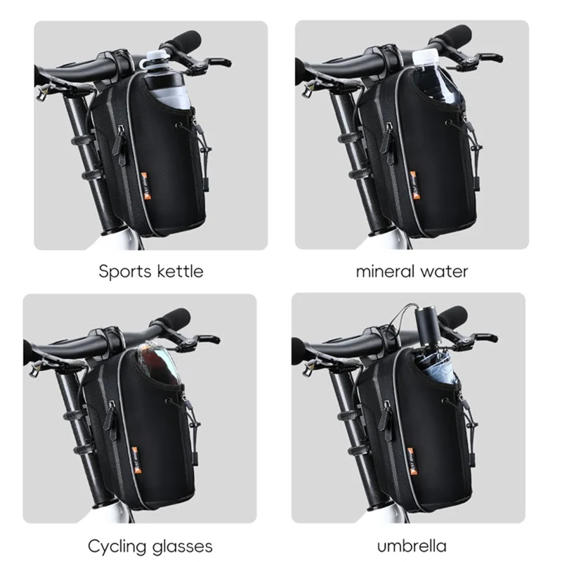 WEST BIKING YP0707410 Borsa Portabottiglie Pieghevole per Bicicletta Scooter Sacchetto di Stoccaggio per Tubo Anteriore con Sgancio Rapido