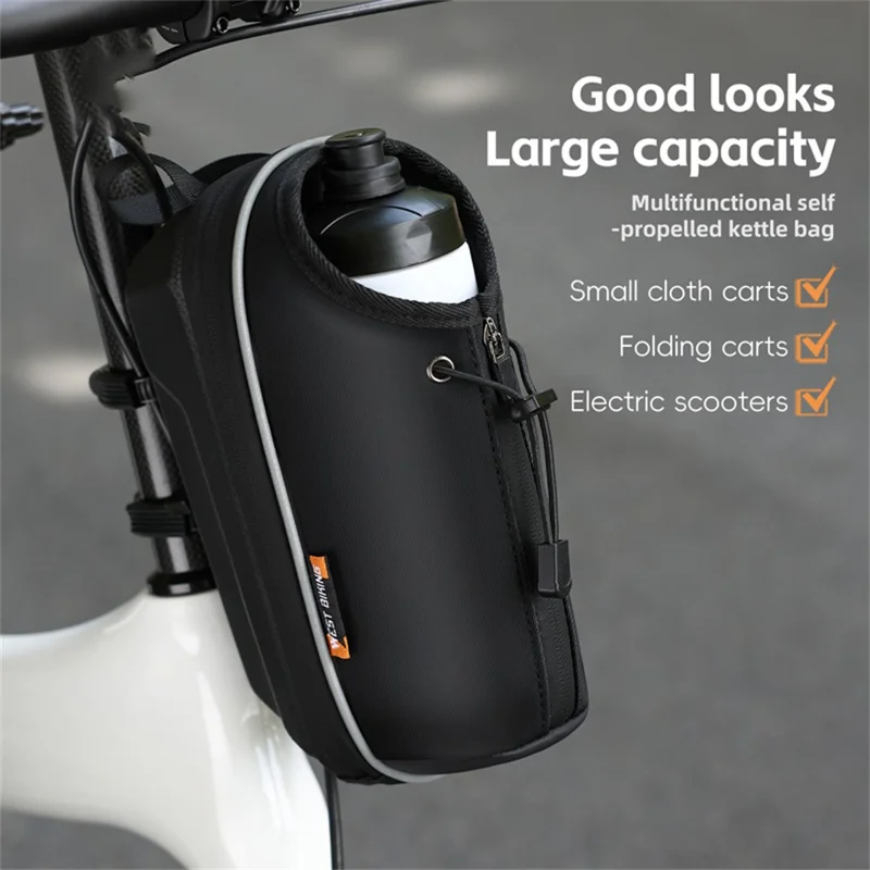 WEST BIKING YP0707410 Borsa Portabottiglie Pieghevole per Bicicletta Scooter Sacchetto di Stoccaggio per Tubo Anteriore con Sgancio Rapido