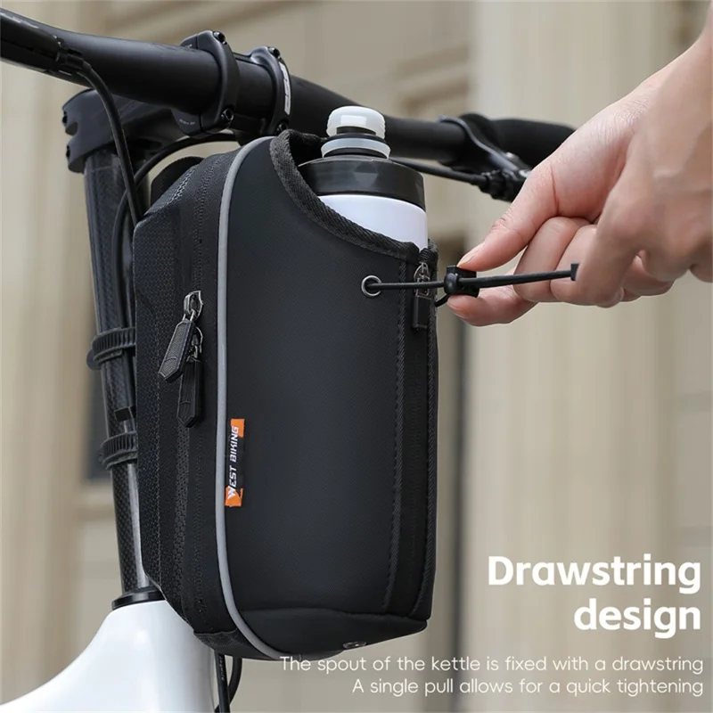WEST BIKING YP0707410 Borsa Portabottiglie Pieghevole per Bicicletta Scooter Sacchetto di Stoccaggio per Tubo Anteriore con Sgancio Rapido