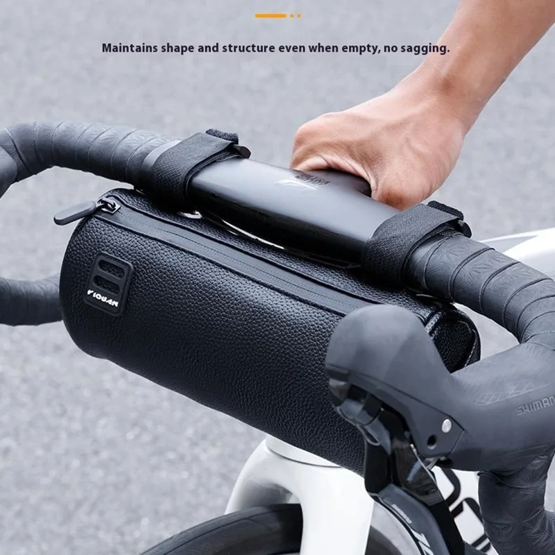 YIQUAN 07CD0044 1.8L Bicycle Handlebar Bag with Shoulder Strap Large Capacity PU Leather Waterproof Front Bag for Bike