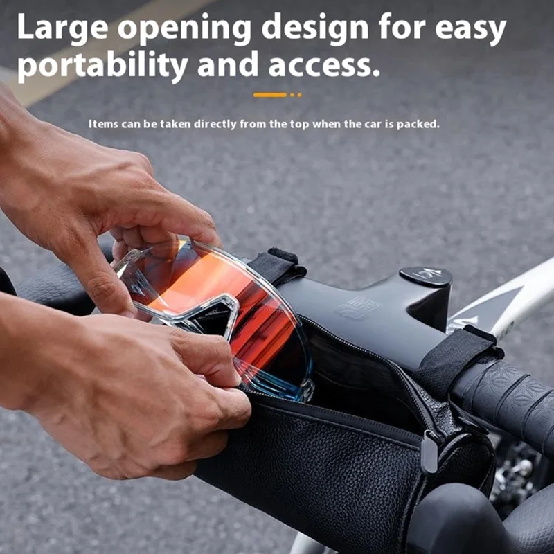 YIQUAN 07CD0044 1.8L Bicycle Handlebar Bag with Shoulder Strap Large Capacity PU Leather Waterproof Front Bag for Bike