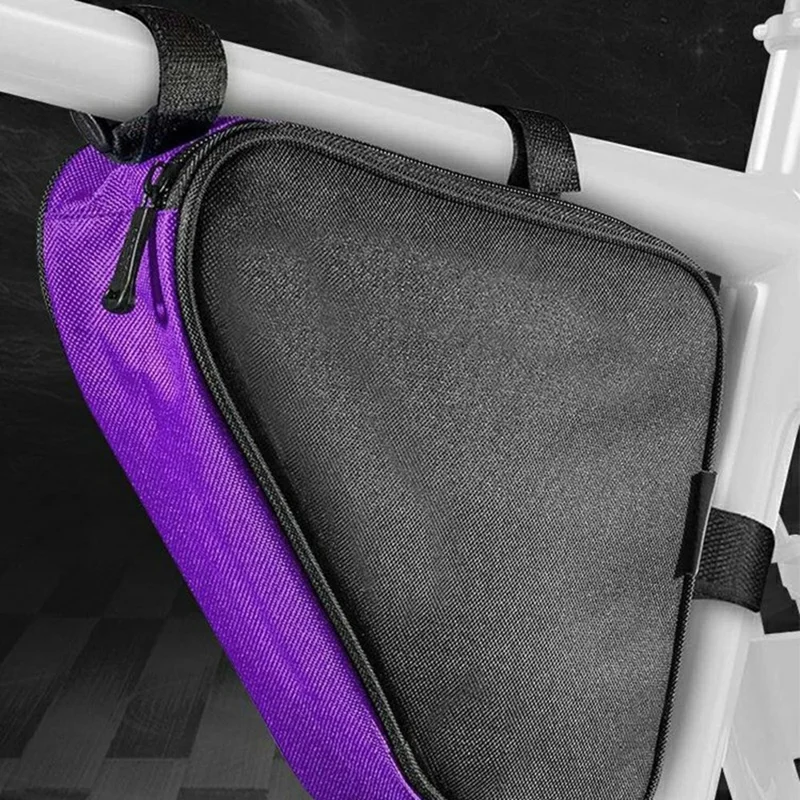 YF-CB003 Bike Frame Triangle Bag for Mountain Bicycle Waterproof Cycling Top Tube Pack, 28 x 18 x 5cm - Dark Purple