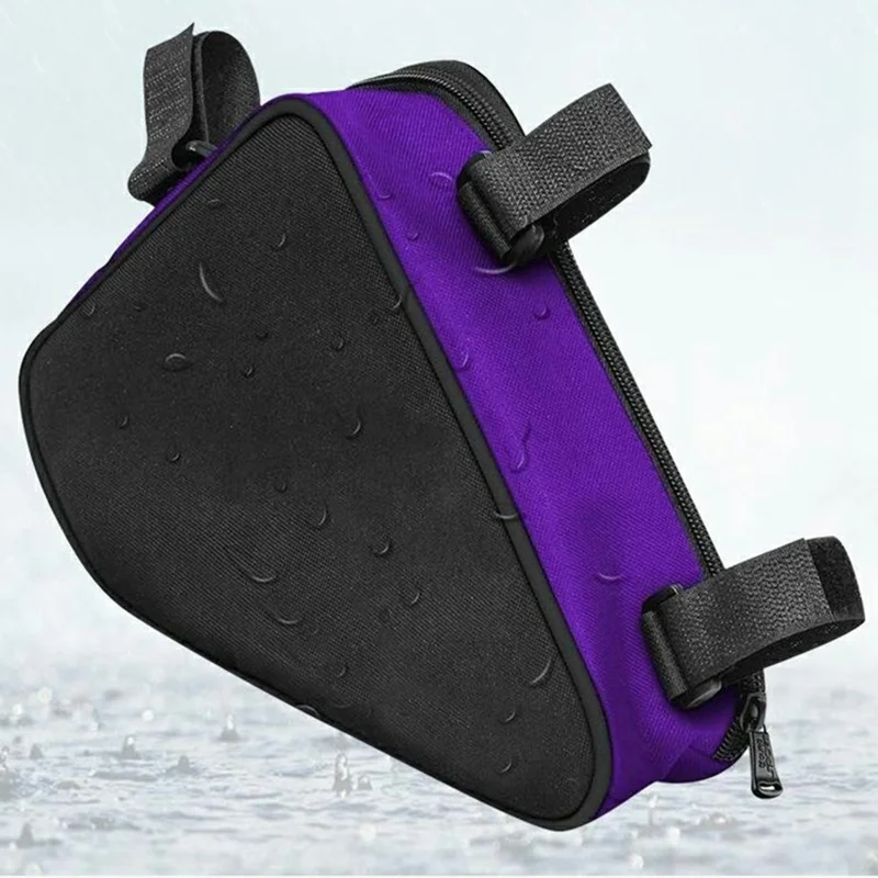 YF-CB003 Bike Frame Triangle Bag for Mountain Bicycle Waterproof Cycling Top Tube Pack, 28 x 18 x 5cm - Dark Purple