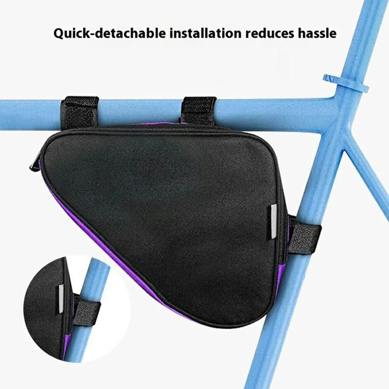 YF-CB003 Bike Frame Triangle Bag for Mountain Bicycle Waterproof Cycling Top Tube Pack, 28 x 18 x 5cm - Dark Purple