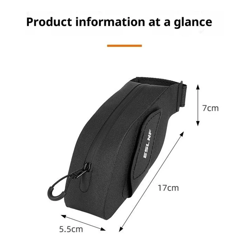 ESLNF 0.25L Mini Saddle Bag TPU Waterproof Wrap Around Strap Portable Bicycle Saddle Bag - Black