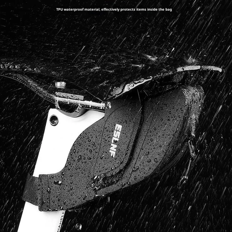 ESLNF 0.25L Mini Saddle Bag TPU Waterproof Wrap Around Strap Portable Bicycle Saddle Bag - Black