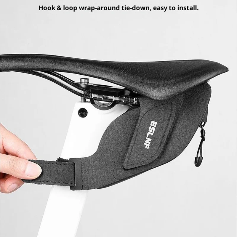 ESLNF 0.25L Mini Saddle Bag TPU Waterproof Wrap Around Strap Portable Bicycle Saddle Bag - Black