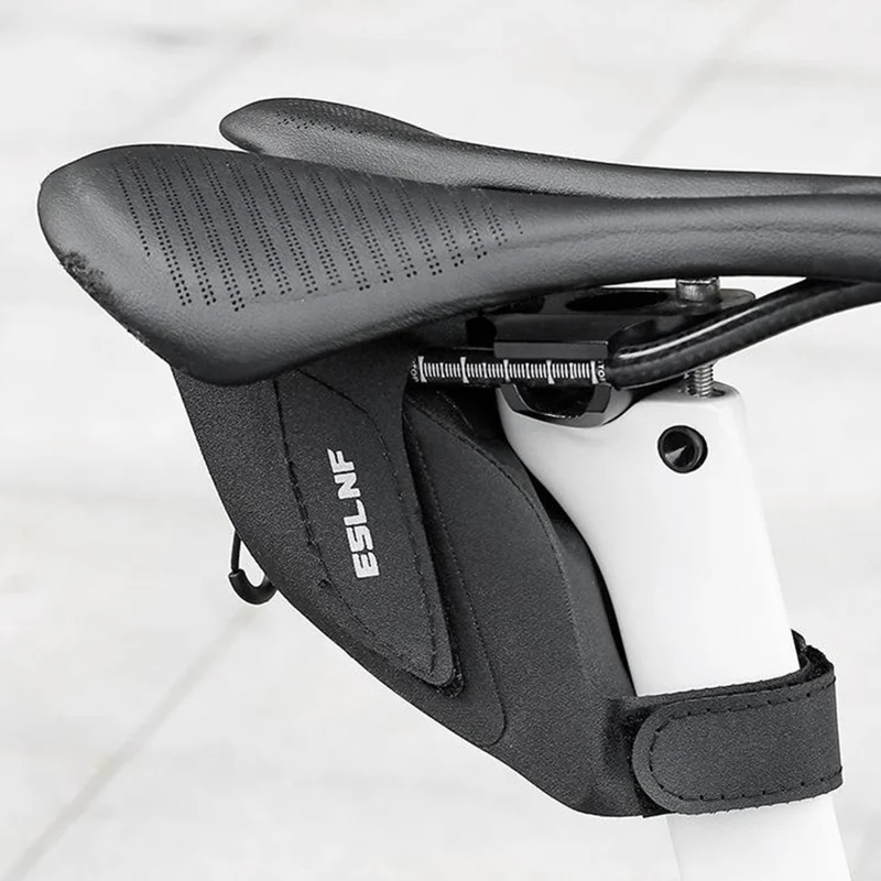 ESLNF 0.25L Mini Saddle Bag TPU Waterproof Wrap Around Strap Portable Bicycle Saddle Bag - Black