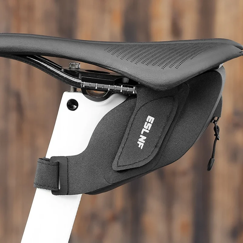 ESLNF 0.25L Mini Saddle Bag TPU Waterproof Wrap Around Strap Portable Bicycle Saddle Bag - Black