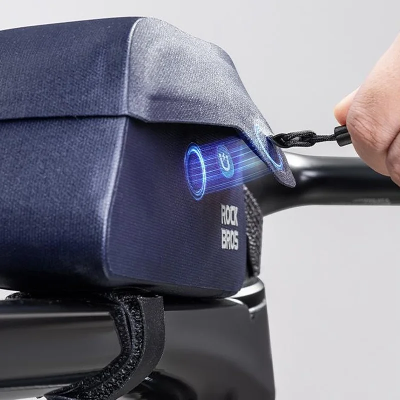 ROCKBROS 30120122 AS-133 Size S Bicycle Front Frame Bag Magnetic Flip Cover Waterproof Top Tube Bag for Road Mountain Bike - Blue