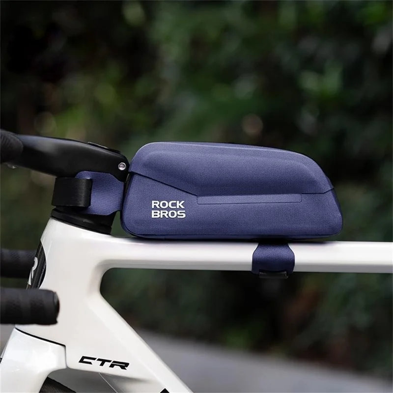 ROCKBROS 30120122 AS-133 Size S Bicycle Front Frame Bag Magnetic Flip Cover Waterproof Top Tube Bag for Road Mountain Bike - Blue