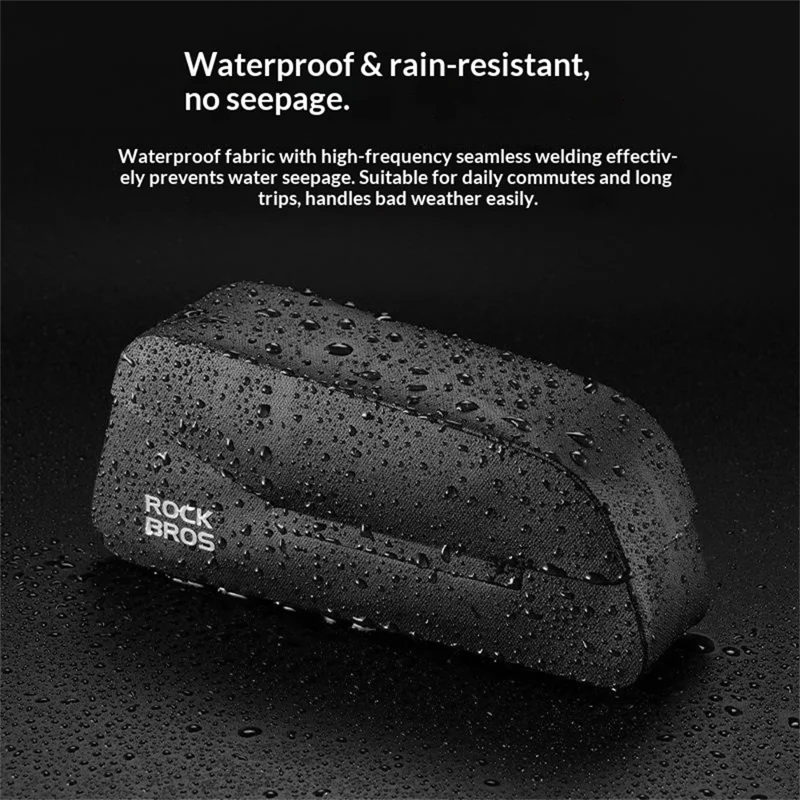 ROCKBROS 30120122 AS-133 0.6L Magnetic Bike Bag Waterproof Front Top Tube Bag for Road Mountain Bikes - Black