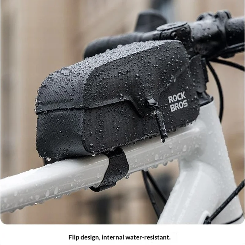ROCKBROS 30120122 AS-133 0.6L Magnetic Bike Bag Waterproof Front Top Tube Bag for Road Mountain Bikes - Black