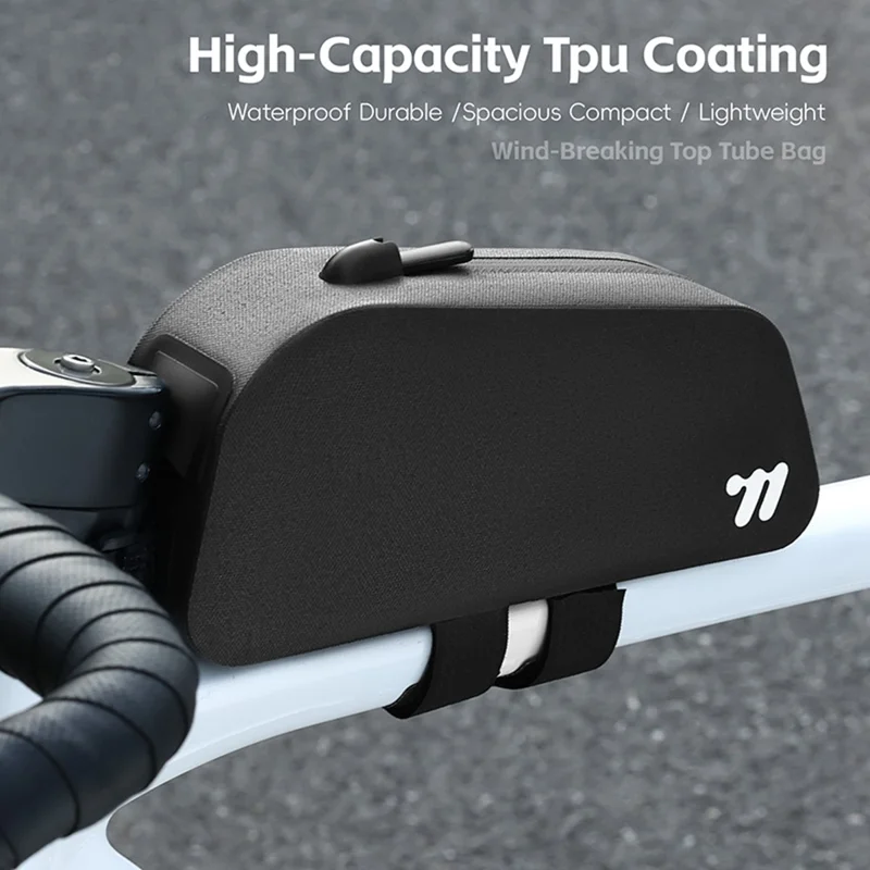 WEST BIKING YP0707425 Bicycle Front Frame Bag TPU Waterproof Cycling Storage Bag for Mountain Road Bike - Black