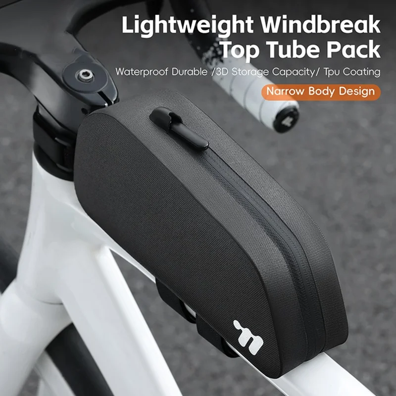 WEST BIKING YP0707425 Bicycle Front Frame Bag TPU Waterproof Cycling Storage Bag for Mountain Road Bike - Black